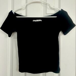 Abercrombie black cropped off the shoulder top, Small